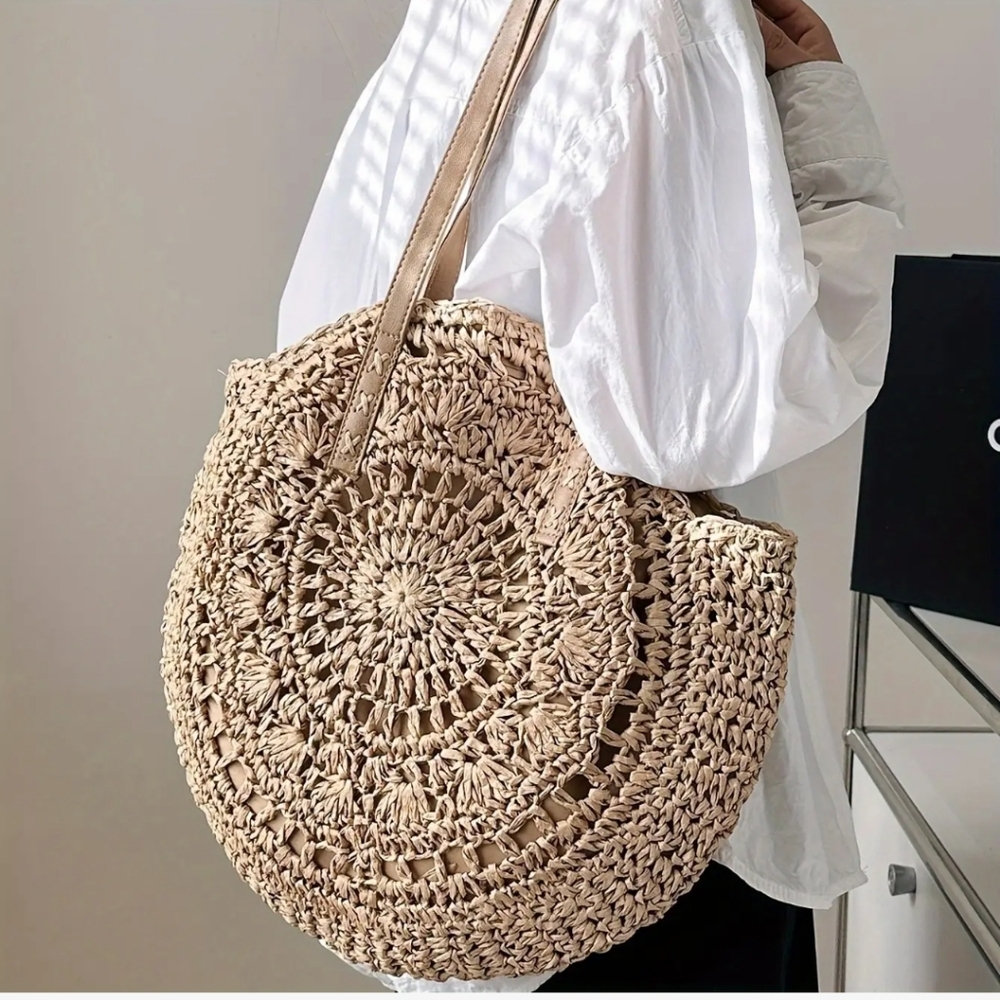 Straw Woven Tote Bag Double Handle